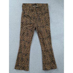 7 For All Mankind Jeans Womens 29 Brown Leopard Print Mid Rise Bootcut Stretch